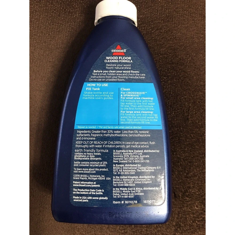 BISSELL Wood Floor Cleaner 8 Oz Crosswave & Spinwave Lemon Scent Pet Safe